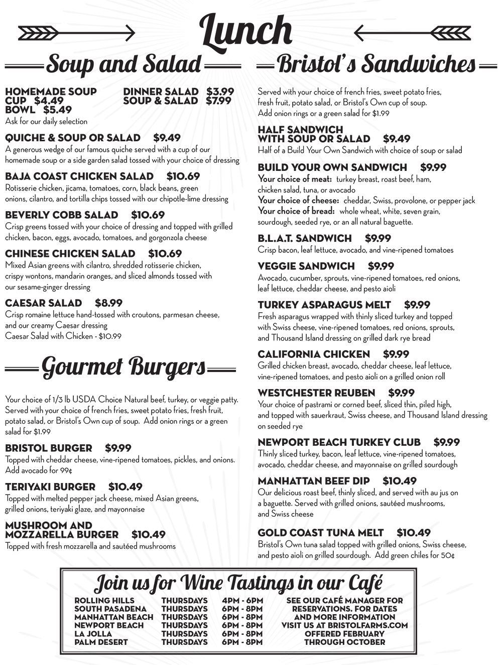 Cafe Menu and Specials Bristol Farms