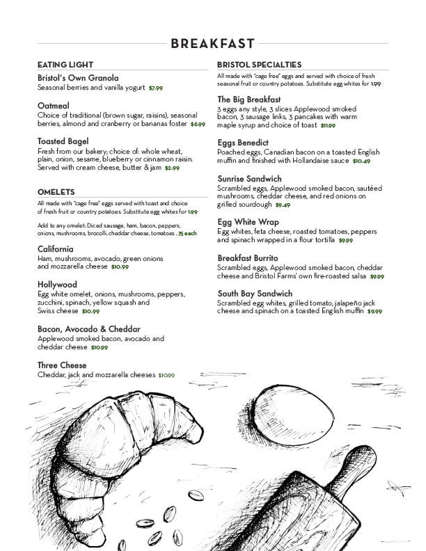 Cafe Menu and Specials Bristol Farms